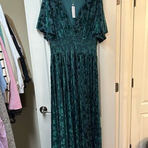 Baltic Born Green Flutter Sleeve Maxi Dress